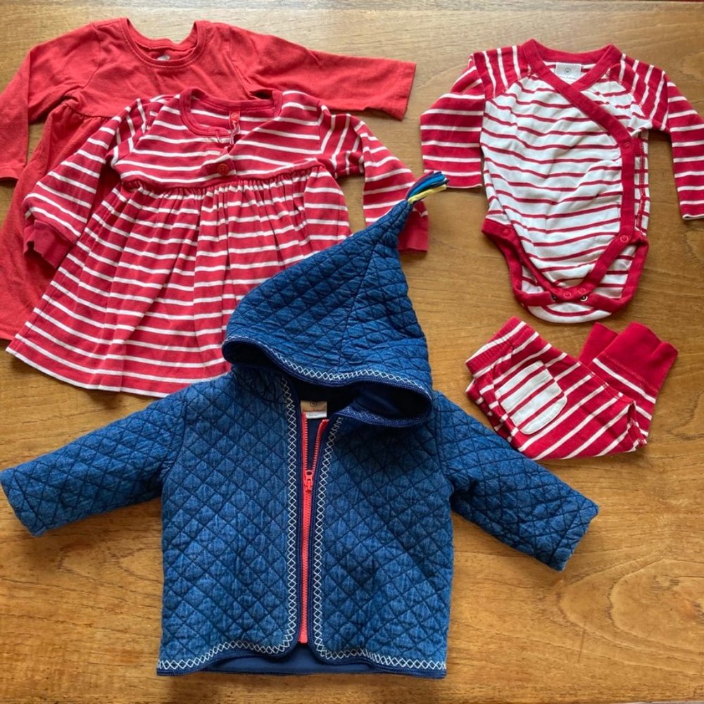 60/70 Denim and Red Striped Hanna Andersson Lot